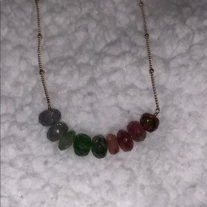 Genuine Watermelon Tourmaline Necklace Silver Chain
